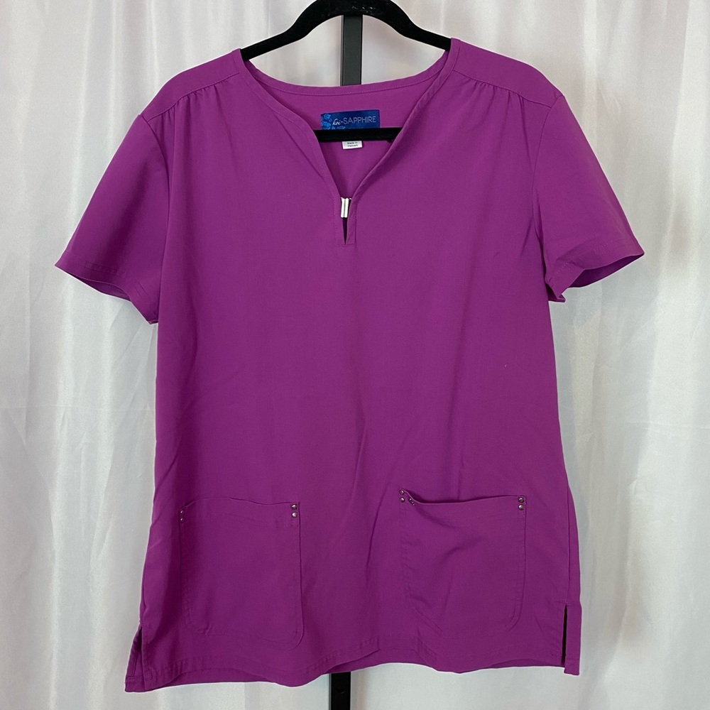 Koi Sapphire Purple Scrub Top, size Large